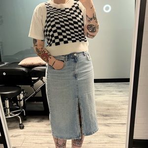 Zara midi denim skirt with front slit